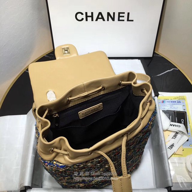 Chanel女包 Chanel最新編織紅金斜紋 91121小號 雙肩背包 呢料系列 香奈兒後背包 Chanel新款雙肩包  djc3244
